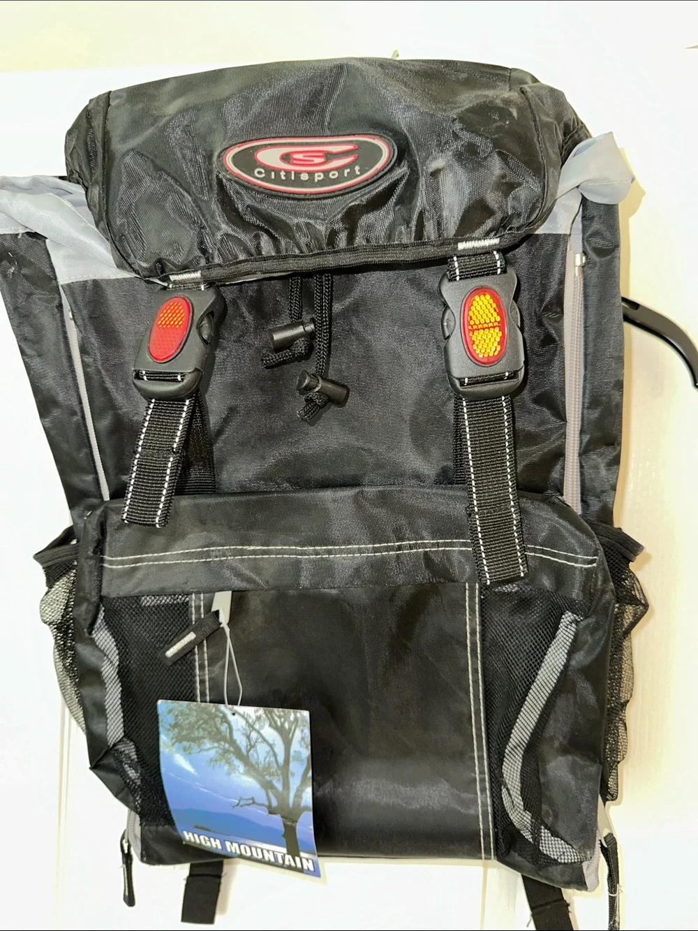 Black Men's Hiking Backpack with Reflective Accents